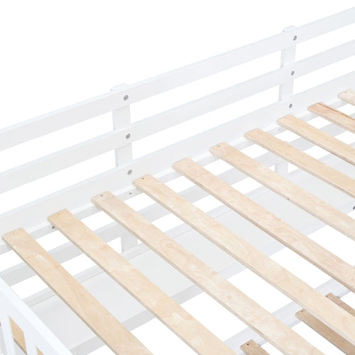 Castle-Style Bunk Bed Full Over Full – Solid Wood with Storage