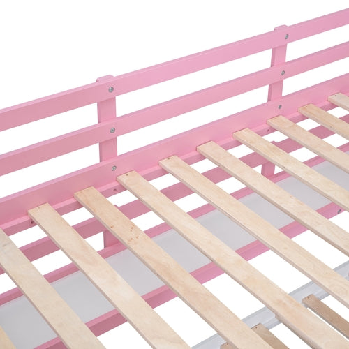 Castle-Style Bunk Bed Full Over Full – Solid Wood with Storage