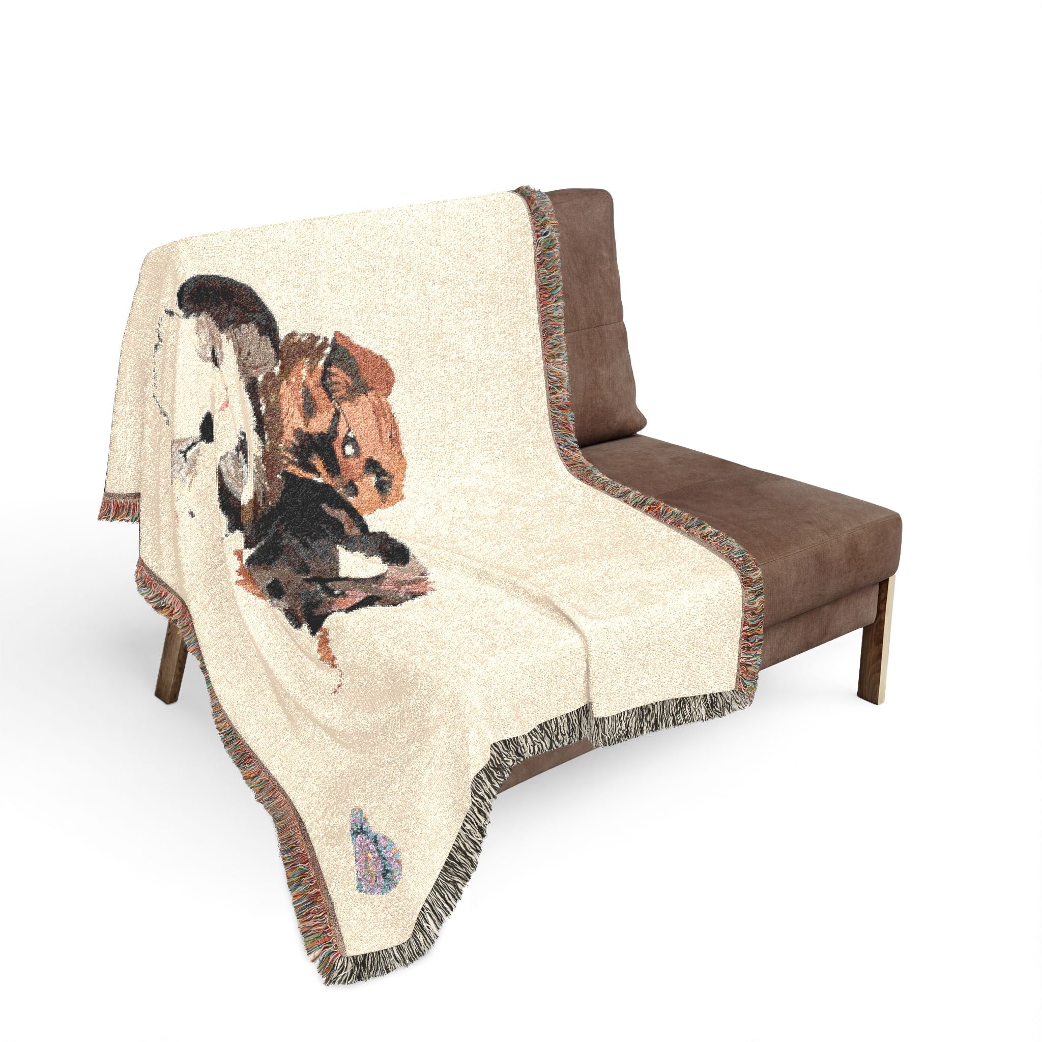 Indie Love Puppy Faces Woven Blanket | Cute Puppy Portrait Throw