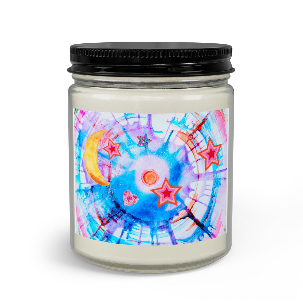Celestial Dreams Soy Candle — Moon & Stars Jar with Wick Trimmer