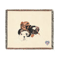 Indie Love Puppy Faces Woven Blanket | Cute Puppy Portrait Throw