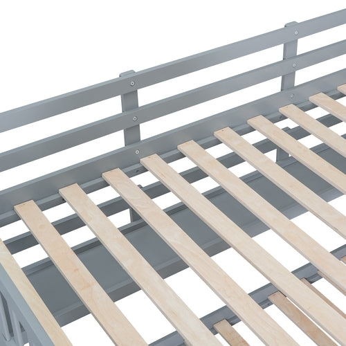 Castle-Style Bunk Bed Full Over Full – Solid Wood with Storage