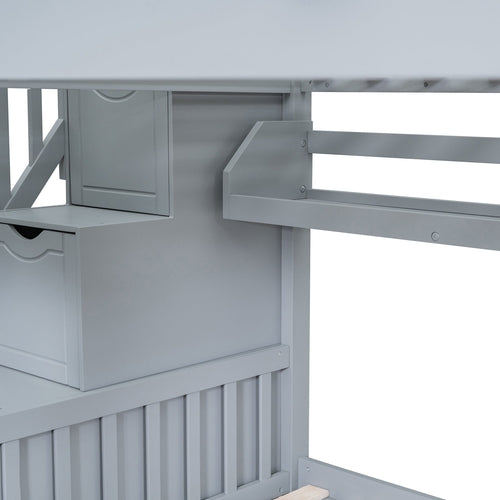Castle-Style Bunk Bed Full Over Full – Solid Wood with Storage