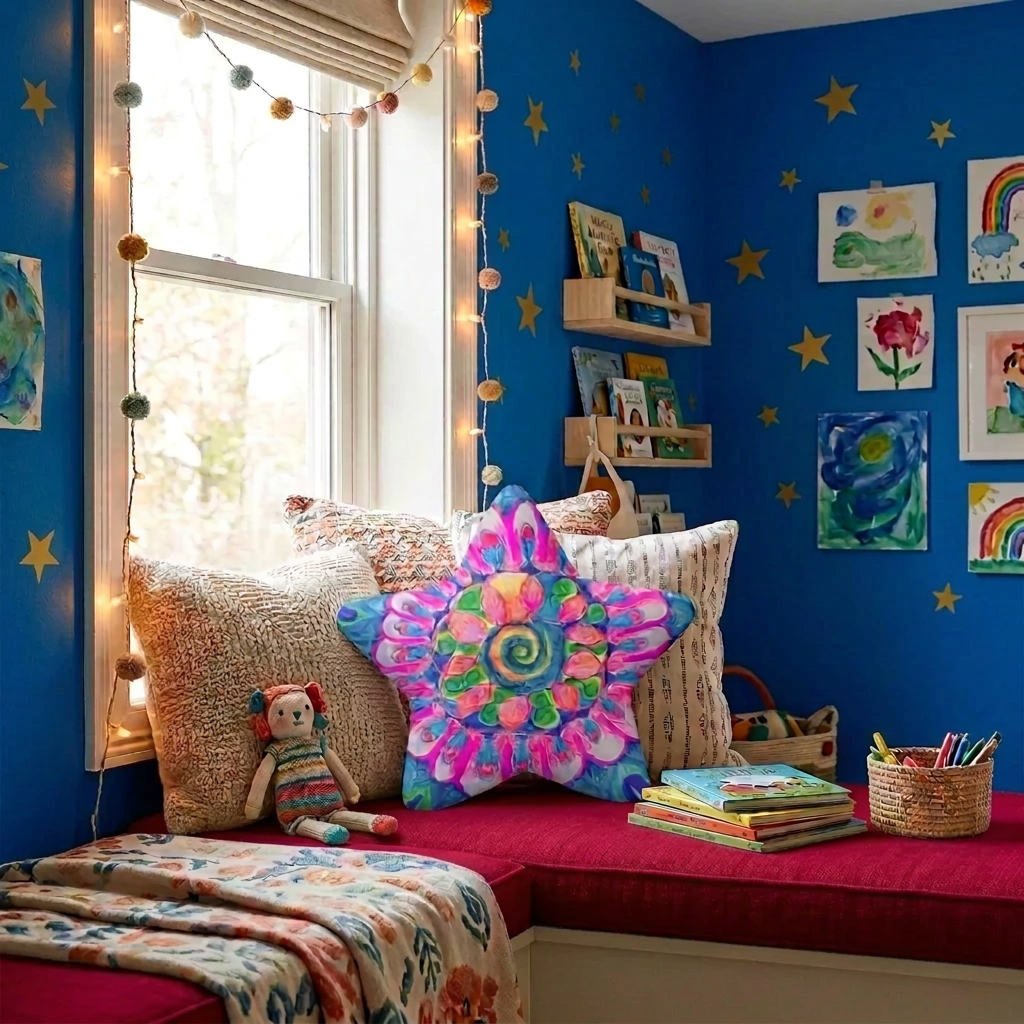 Candy Star Pillow – Colourful Star-Shaped Throw Pillow