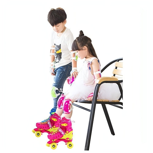 Kids’ Adjustable Roller Skates – Blue & Pink