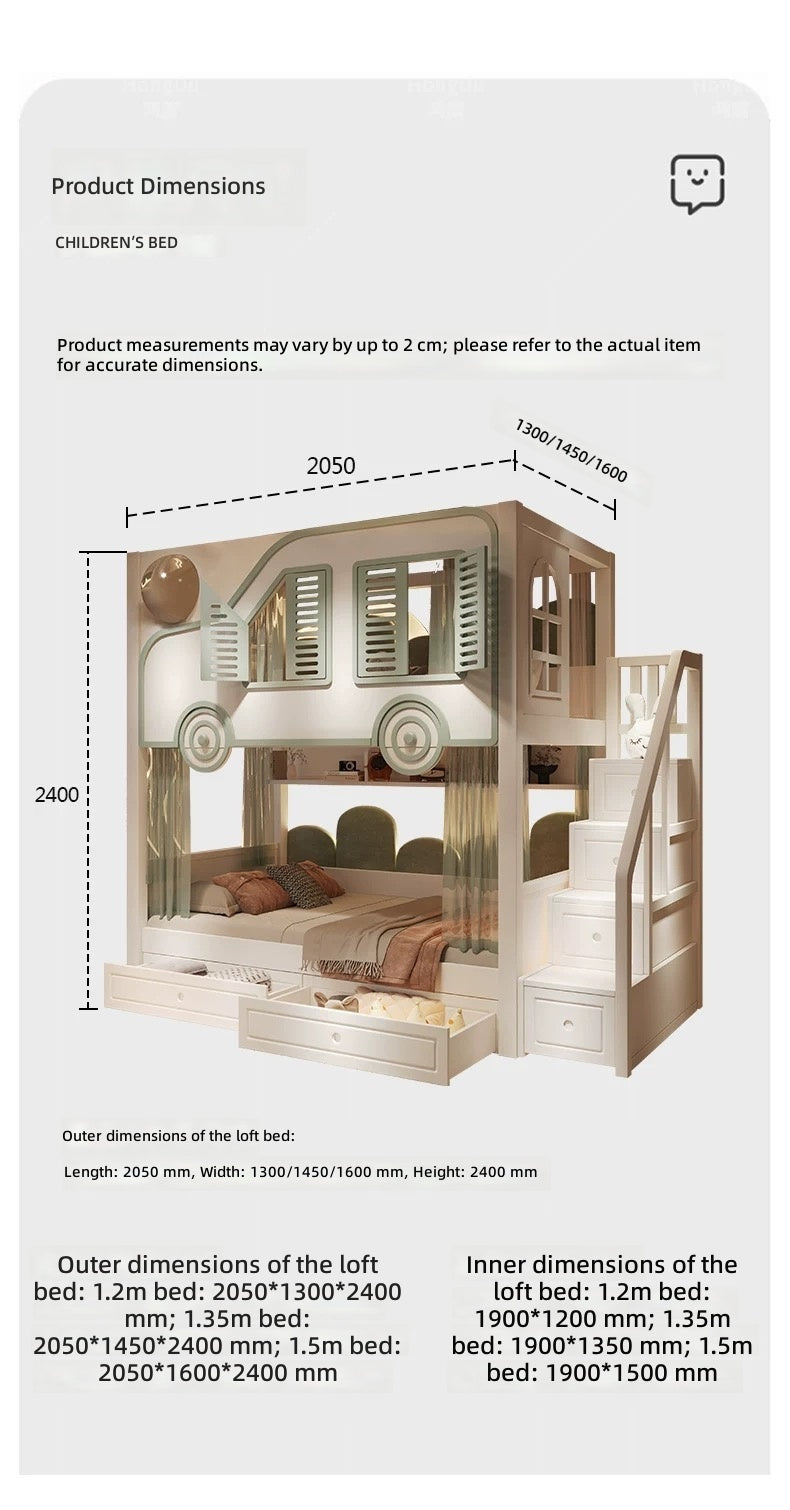 Litera de madera maciza estilo coche con escalera de almacenamiento (exclusivo para Europa)