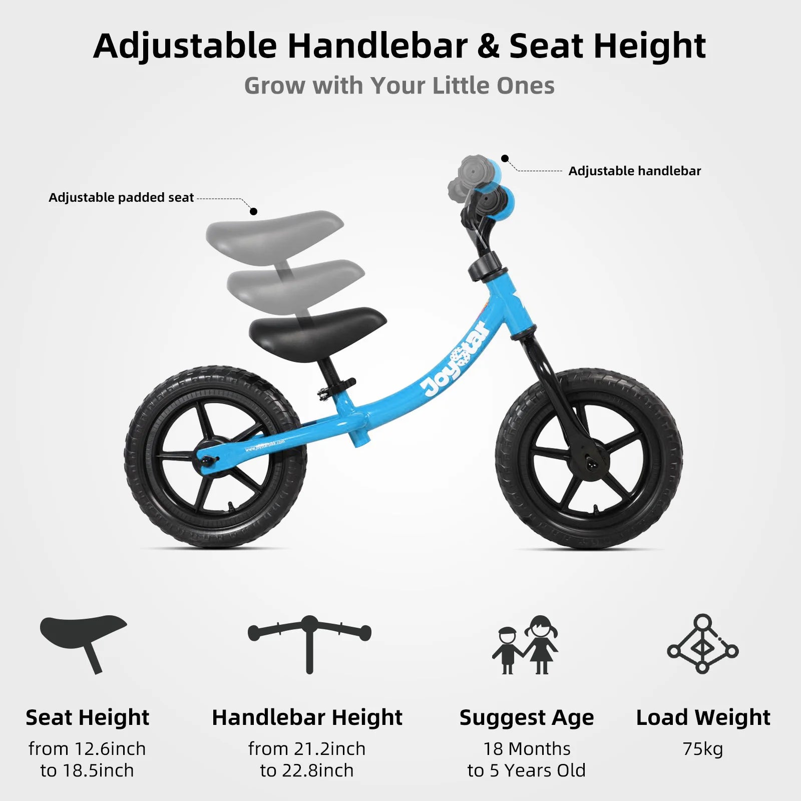 JOYSTAR 12" Balance Bike for Toddlers – Ages 18 Months to 5 Years