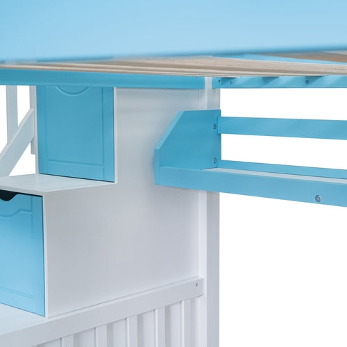 Castle-Style Bunk Bed Full Over Full – Solid Wood with Storage