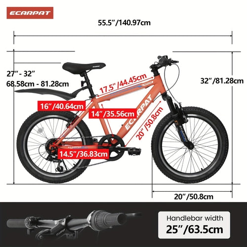 Mountain bike per bambini RideStart™ da 20 pollici – 7 velocità, arancione