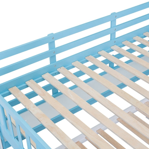 Castle-Style Bunk Bed Full Over Full – Solid Wood with Storage