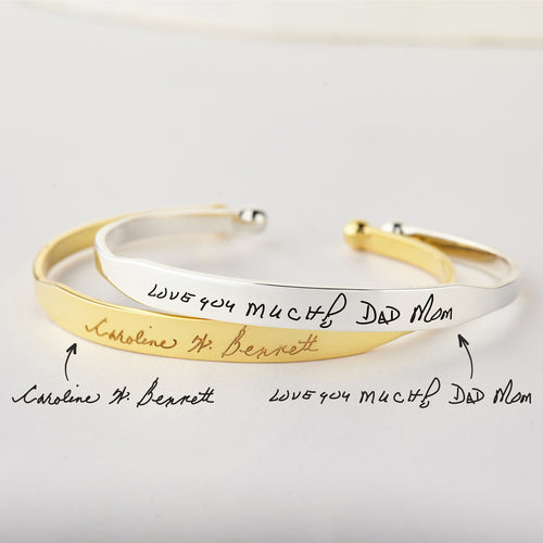 Personalisierter Handschrift Manschettenarmband – Silber, Gold & Roségold