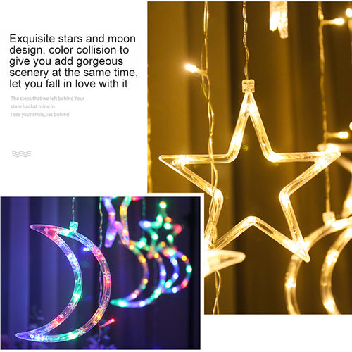 Moon & Star String Lights – 3 m, Remote Control & 8 Modes