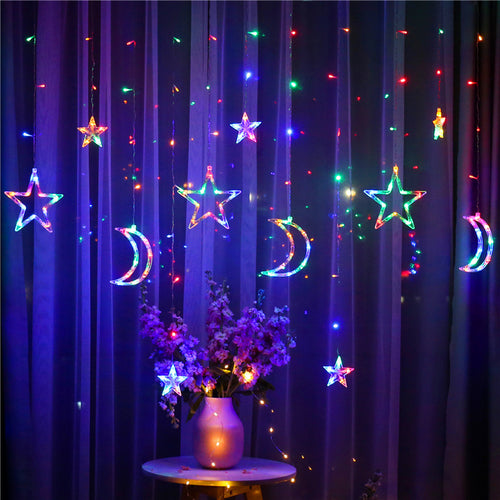 Moon & Star String Lights – 3 m, Remote Control & 8 Modes