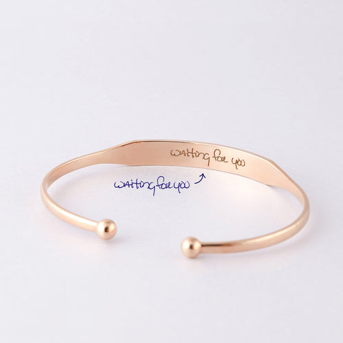 Personalisierter Handschrift Manschettenarmband – Silber, Gold & Roségold