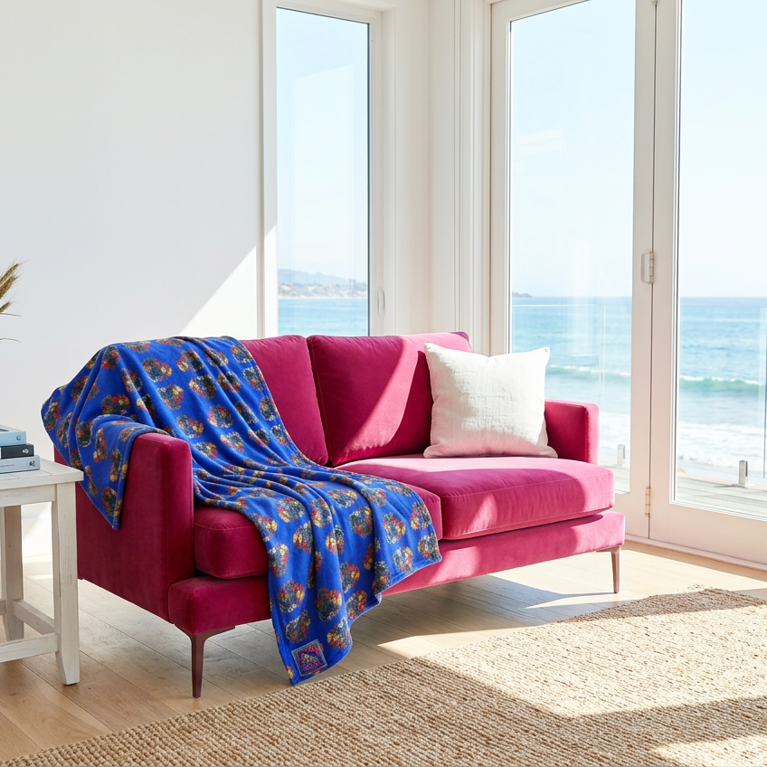 Blueberry Sweets Velvet Throw Blanket with Sherpa Fleece