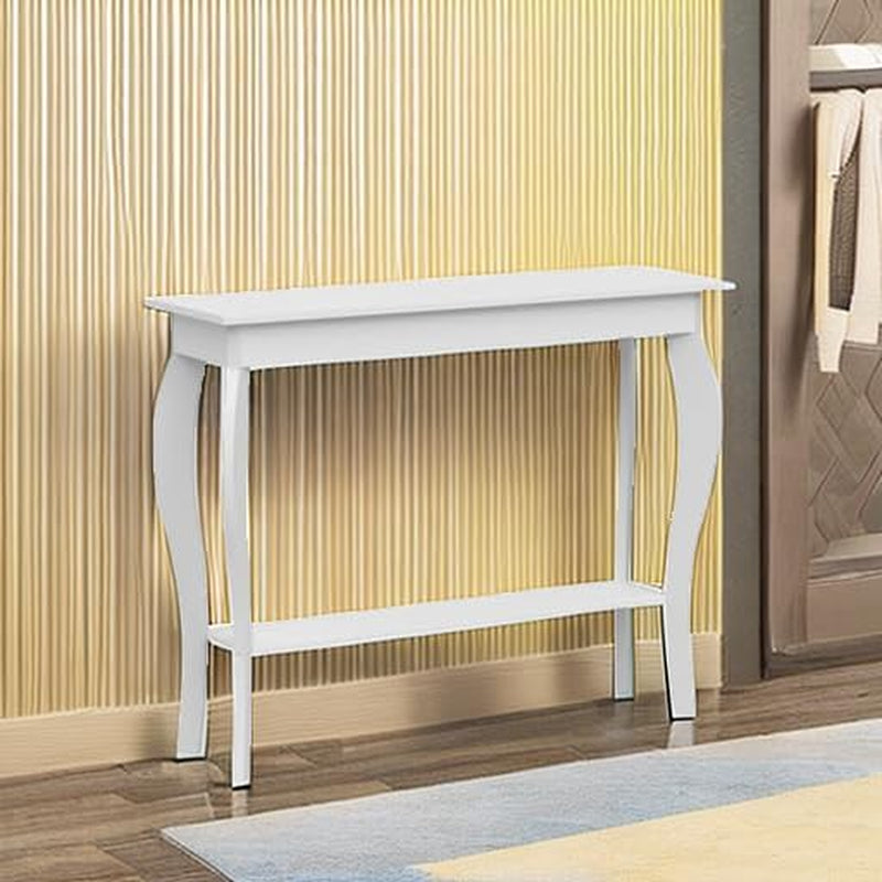 White Narrow Console Table, Chic Accent Sofa Table, Entryway Table