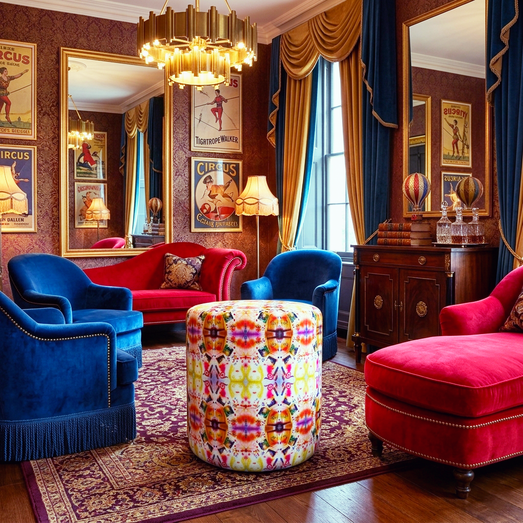 Round Pouffe Tribal Love