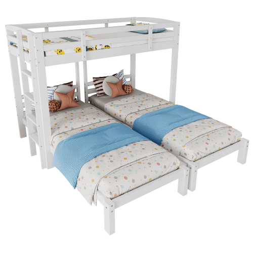 Triple Bunk Bed with Side Ladder – White 3FT Single (UK)