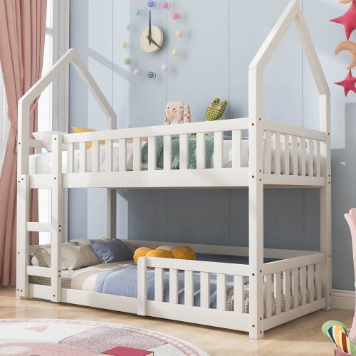 Castle Bunk Bed for Kids – Solid Wood, White (UK exclusive)