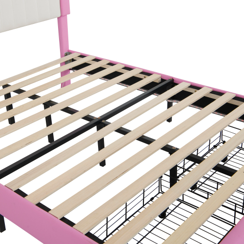 Full Size Modern Upholstered Princess Bed With Crown Headboard and LED Lights (US only)