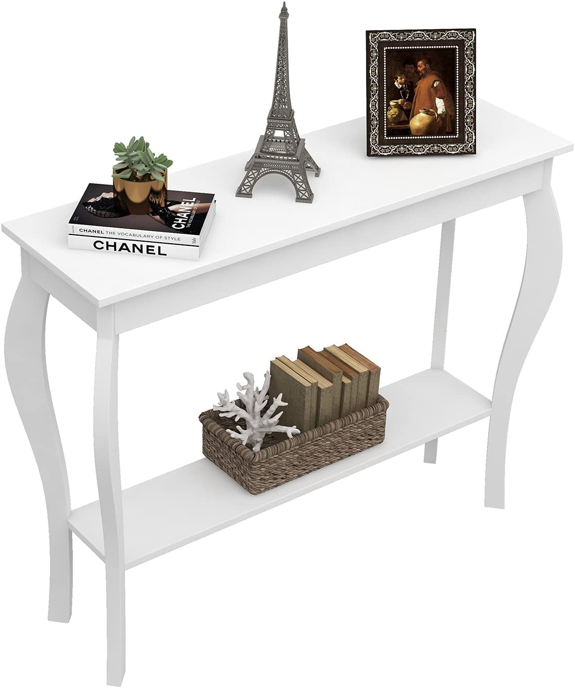 White Narrow Console Table, Chic Accent Sofa Table, Entryway Table