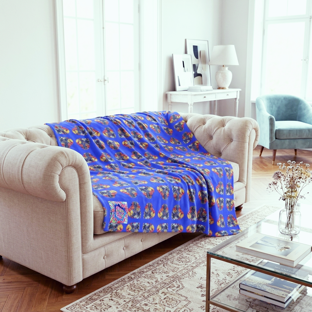 Blueberry Sweets Velvet Throw Blanket with Sherpa Fleece