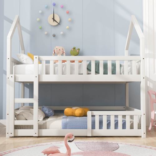 Castle Bunk Bed for Kids – Solid Wood, White (UK exclusive)