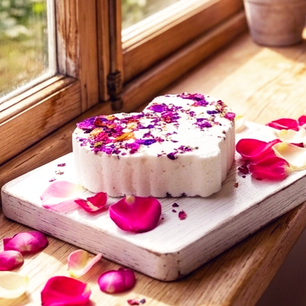 Rosenherz Badebombe – Bio Valentinstagsgeschenk mit Rosenblättern