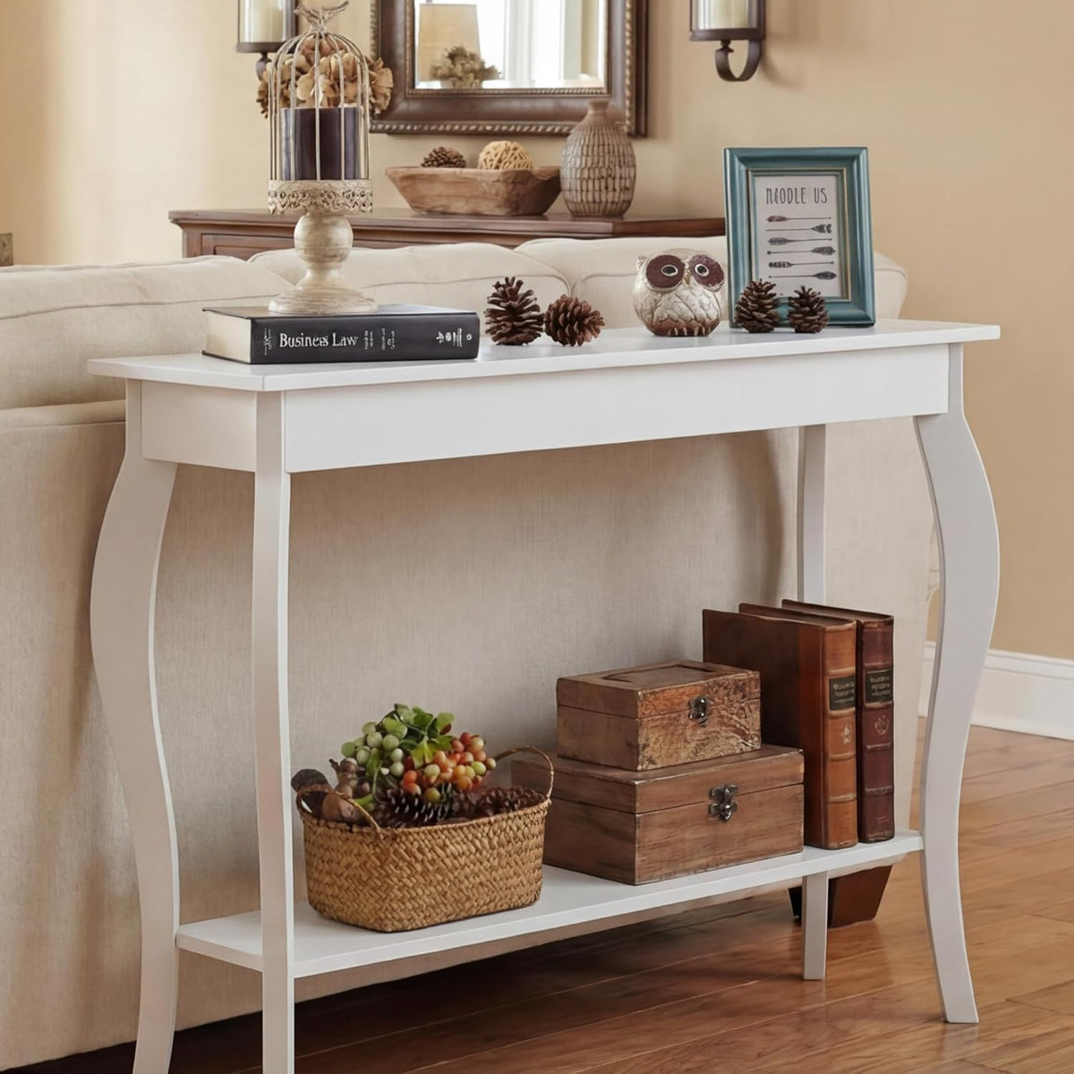 White Narrow Console Table, Chic Accent Sofa Table, Entryway Table