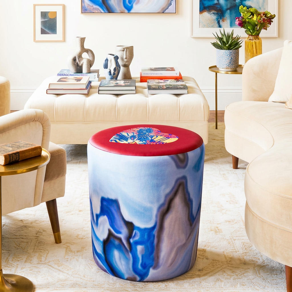 Round Velvet Pouffe – Circus Dreams