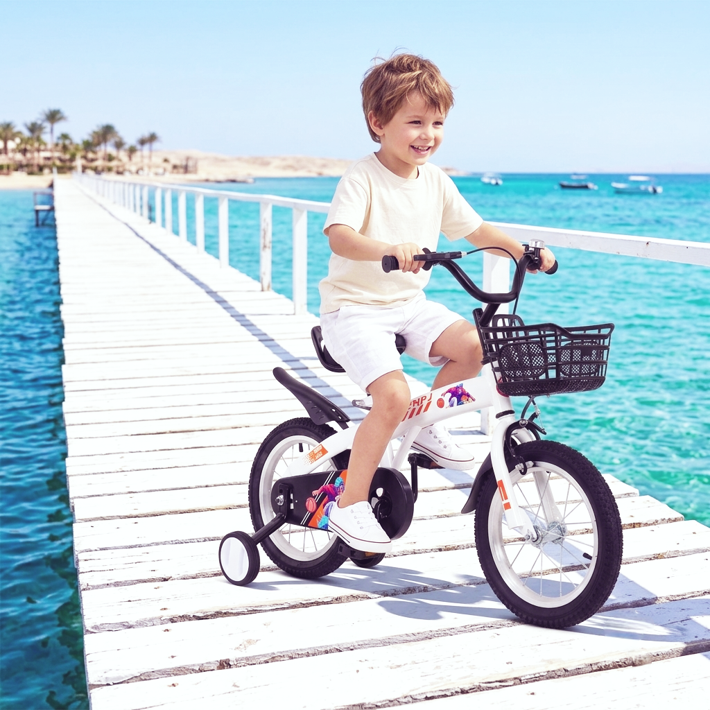 MiniRider™ 16 – 16-Inch Sport Bike for Kids (White, with Training Wheels)