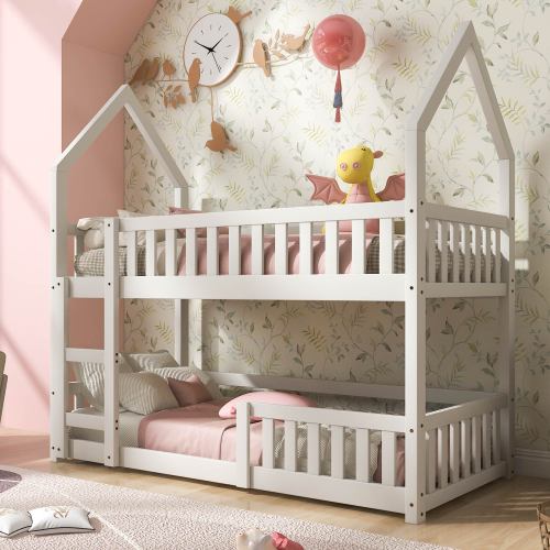 Castle Bunk Bed for Kids – Solid Wood, White (UK exclusive)