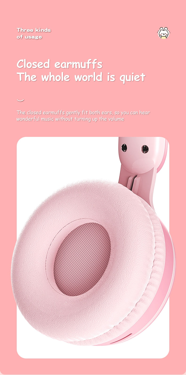 Rabbit Ear Wireless Headphones | LED Glow, Bluetooth 5.0, Kids & Teens