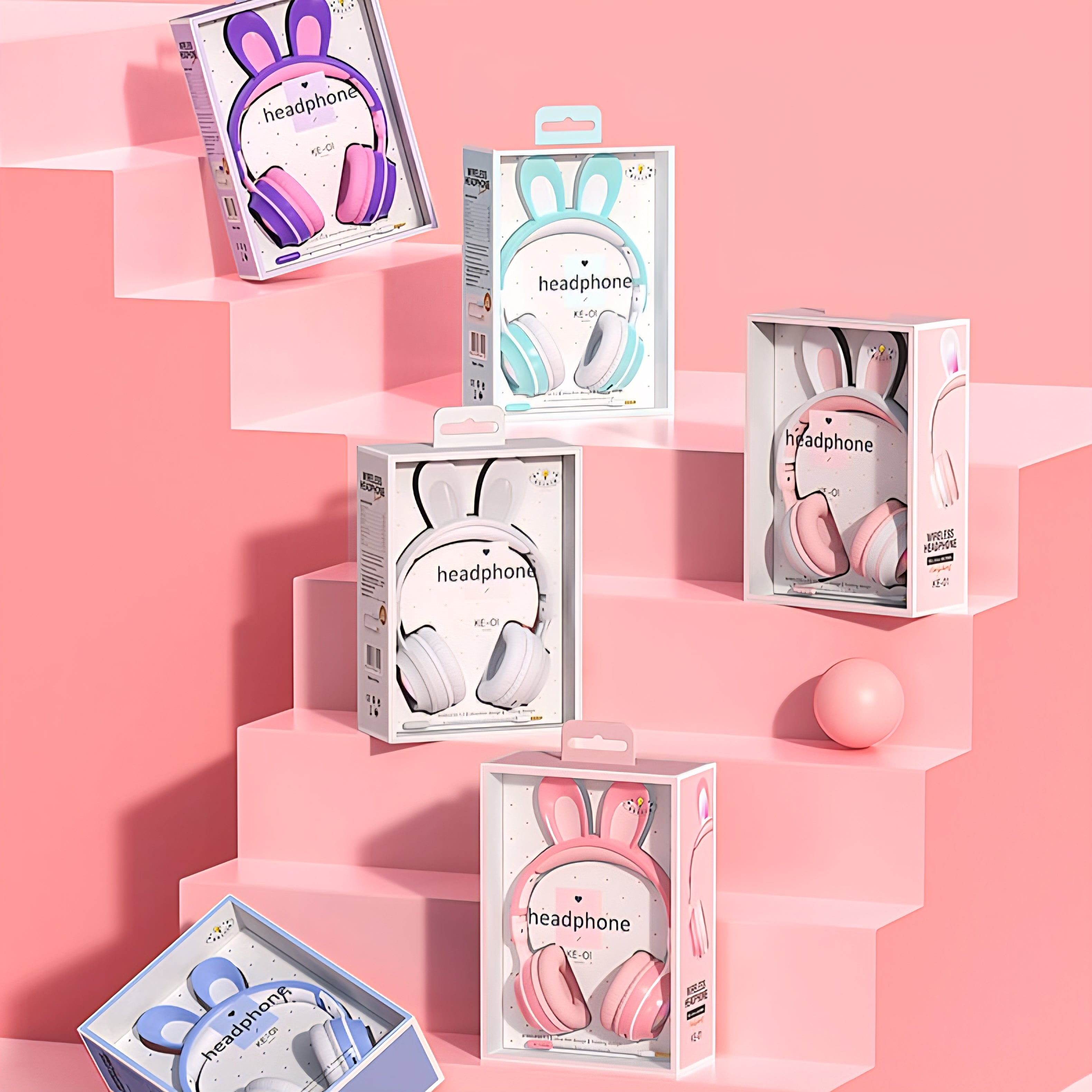 Rabbit Ear Wireless Headphones | LED Glow, Bluetooth 5.0, Kids & Teens