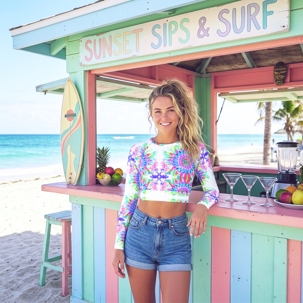 Marshmallow Bubbles Longsleeve Crop Top