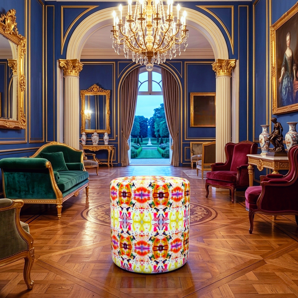 Round Pouffe Tribal Love