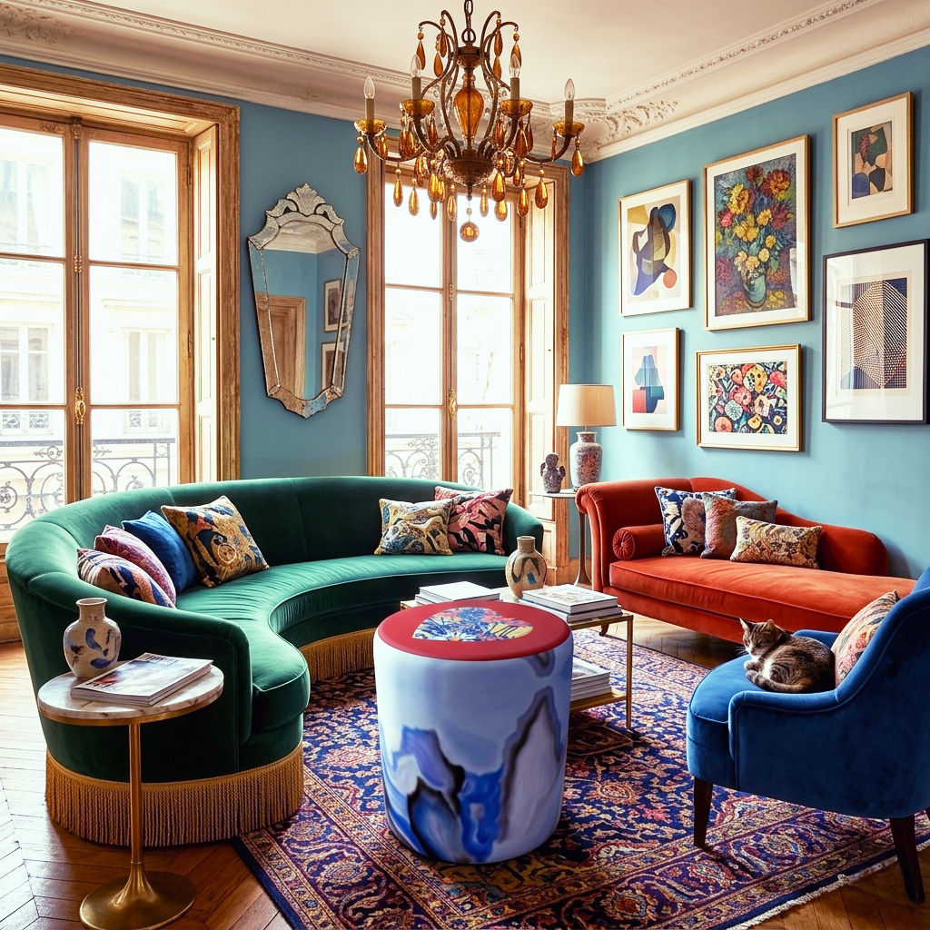 Round Velvet Pouffe – Circus Dreams