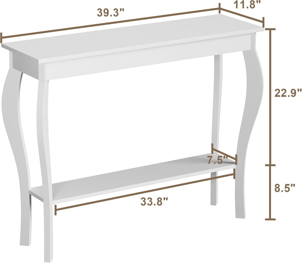 White Narrow Console Table, Chic Accent Sofa Table, Entryway Table