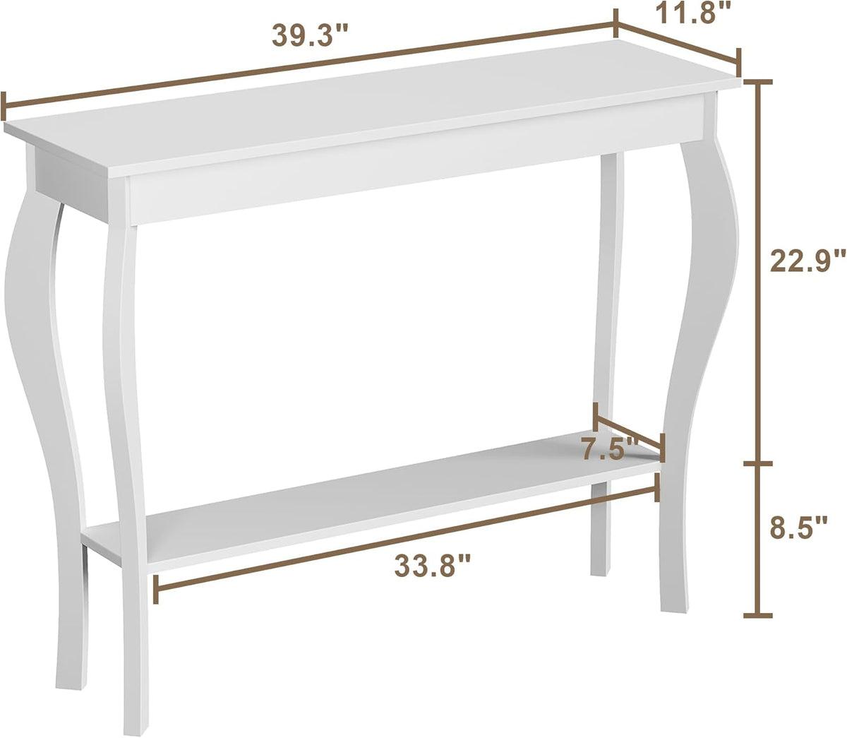 White Narrow Console Table, Chic Accent Sofa Table, Entryway Table