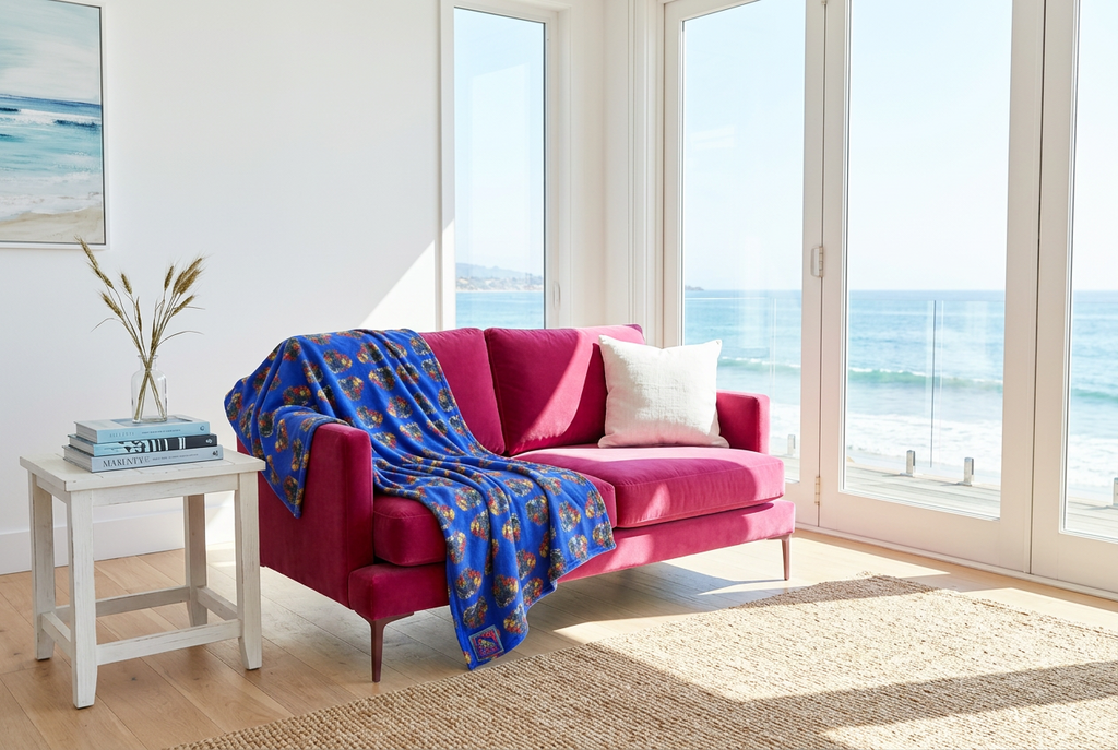 Blueberry Sweets Velvet Throw Blanket with Sherpa Fleece