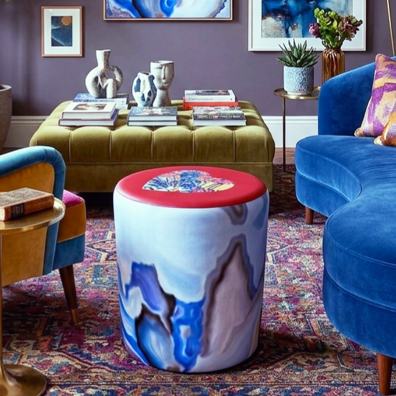 Round Velvet Pouffe – Circus Dreams