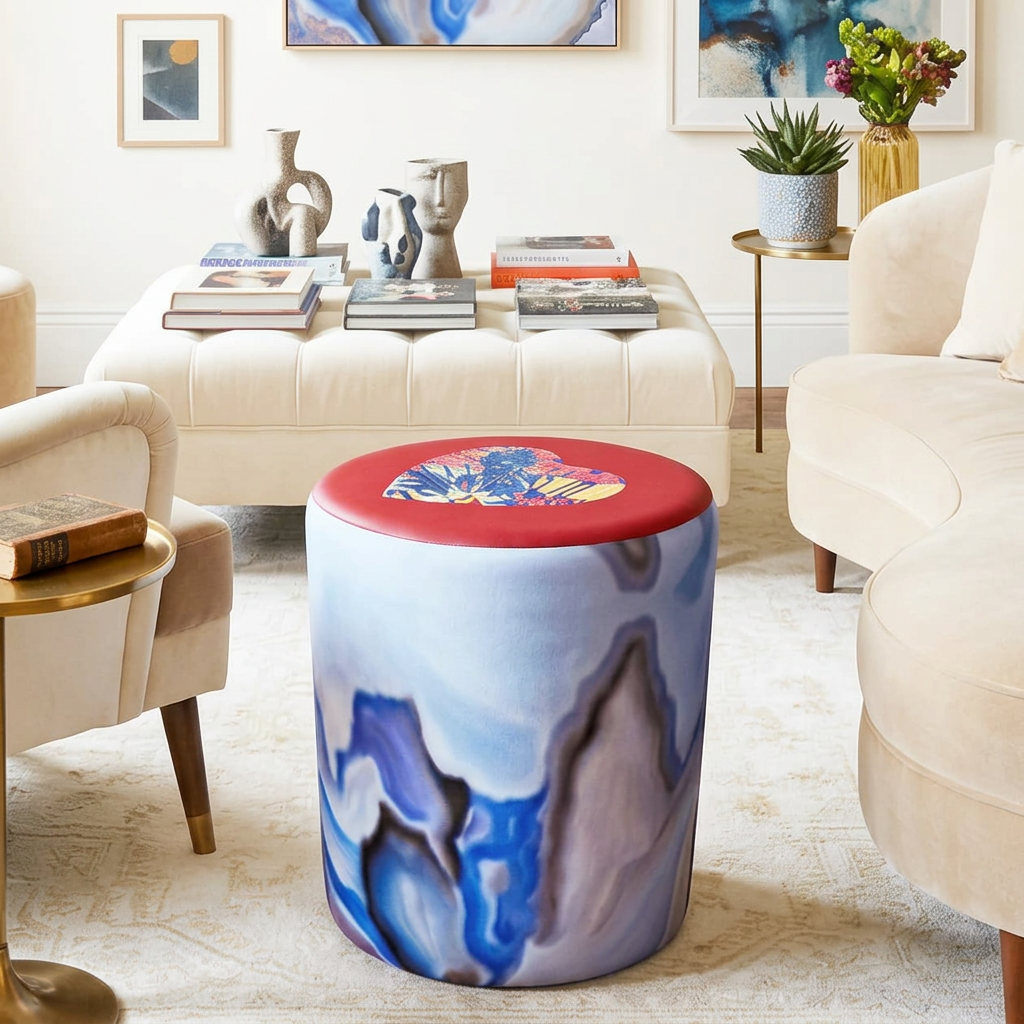 Round Velvet Pouffe – Circus Dreams