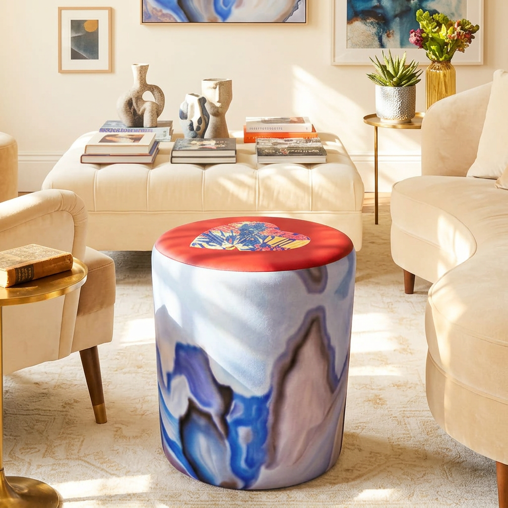 Round Velvet Pouffe – Circus Dreams