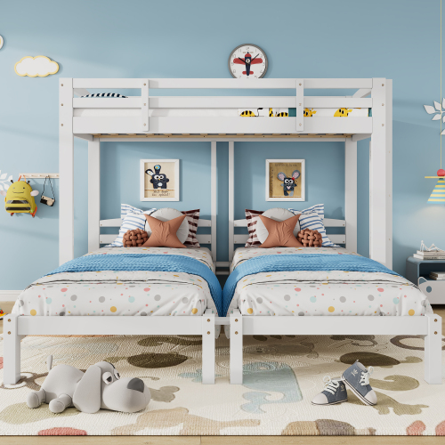 Triple Bunk Bed with Side Ladder – White 3FT Single (UK)