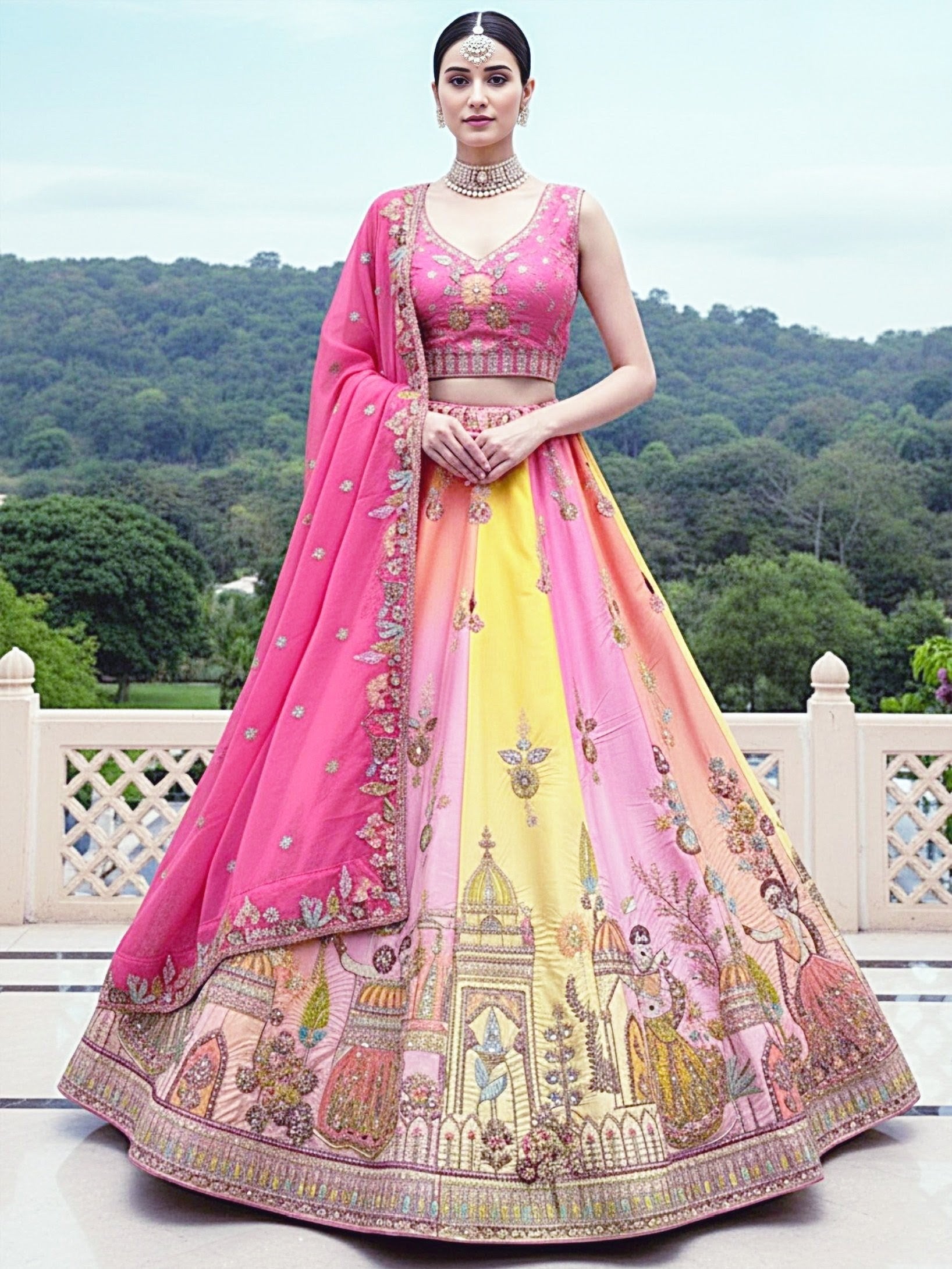 Sunrise Palace Embroidered Silk Lehenga Set